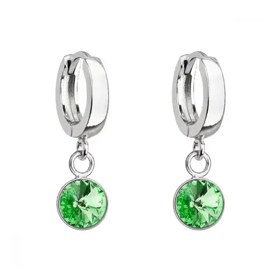 Stříbrné visací náušnice kroužky se Swarovski krystalem 31300.3 Peridot