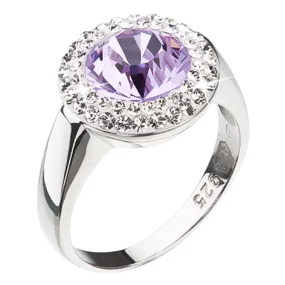 Stříbrný prsten s krystaly Swarovski fialový kulatý 35026.3 Violet