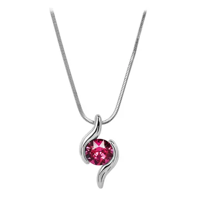 Náhrdelník se Swarovski Elements tmavě růžová vlnka Fuchsia