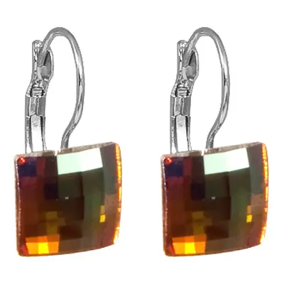 Náušnice se Swarovski Elements diskočtverec Smoked Topaz mm