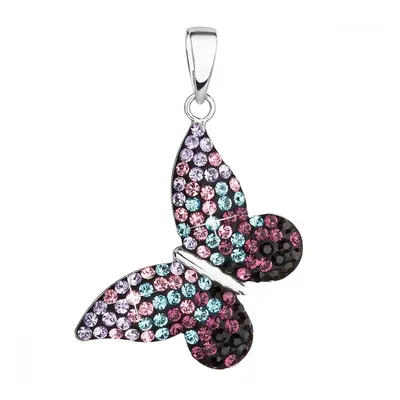 Stříbrný přívěsek s krystaly Swarovski mix barev motýl 34192.3 Magic Violet