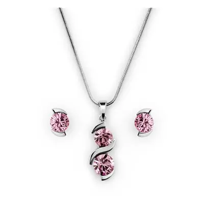 Souprava růžová se Swarovski Elements vlnka Light Rose