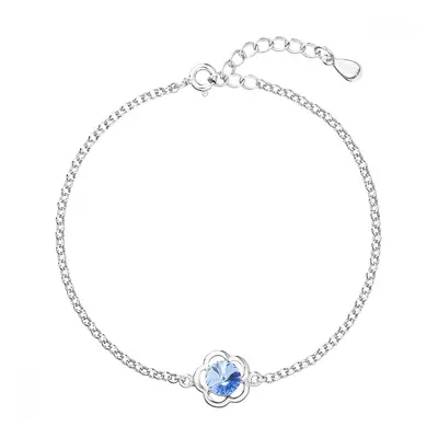 Stříbrný náramek se Swarovski krystaly modrá kytička 33117.3 Light Sapphire