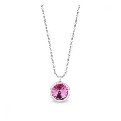 Stříbrný náhrdelník růžový se Swarovski Elements Birthday Stone NB1122SS29R Rose