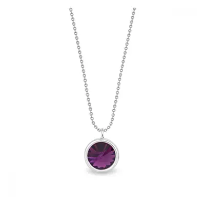 Stříbrný náhrdelník fialový se Swarovski Elements Birthday Stone NB1122SS29AM Amethyst