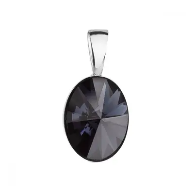 Stříbrný přívěsek s krystalem Swarovski černý ovál 34245.3 Graphite