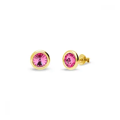 Náušnice růžové stříbrné pozlacené se Swarovski Elements Tiny Bonbon Studs KRG1122SS29R Rose mm