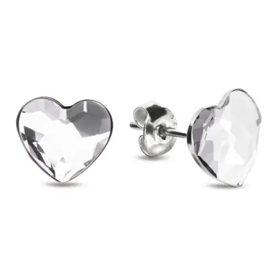 Náušnice čiré se Swarovski Elements Heart K2808C Krystal