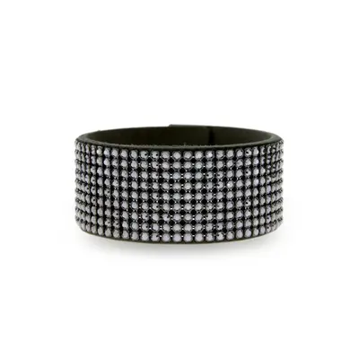 Swarovski Elements Náramek z Alcantary Chic Medium s stříbročernými křišťály