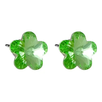 Náušnice se Swarovski Elements tvar květinka 10mm, pecky, světle zelené, 713856-peridot