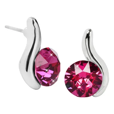 Náušnice se Swarovski Elements tmavě růžová vlnka Fuchsia