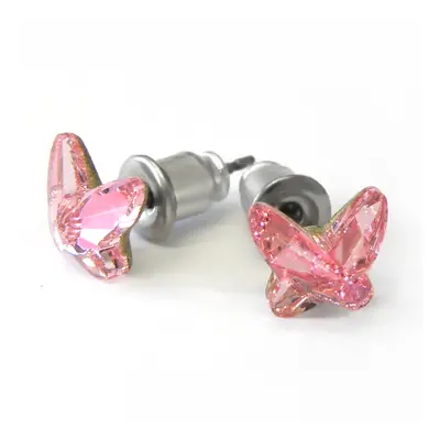 Náušnice se Swarovski Elements růžový motýlek Light Rose mm