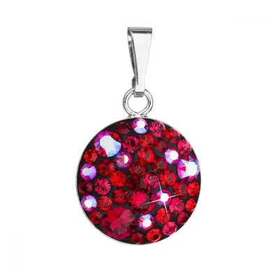 Stříbrný přívěsek s krystaly Swarovski červený kulatý 34225.3 Cherry