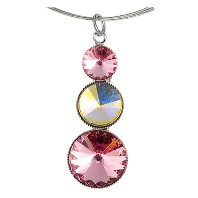 Náhrdelník růžový Rivoli se Swarovski Elements s třemi kameny Light Rose