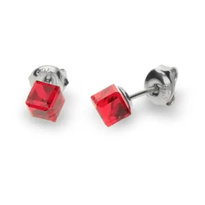 Náušnice červené se Swarovski Elements Small Cube Studs K48414SI Siam