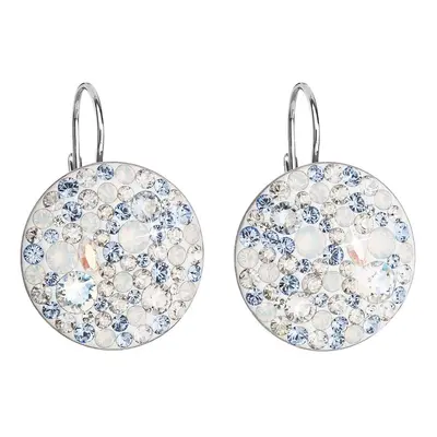 Stříbrné náušnice visací s krystaly Swarovski modré kulaté 31161.3 Lt. sapphire