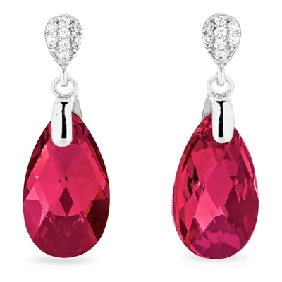 Stříbrné náušnice s krystaly Swarovski Elements červená kapka Dainty Drop KW610616SC Scarlet