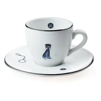 Porcelánový hrnek s podšálkem na espresso Milada pes černá linka ml