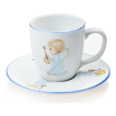 Porcelánový hrnek s podšálkem Harry na espresso modrý anděl ml