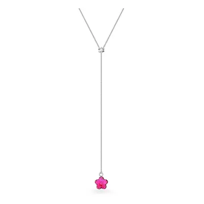 Náhrdelník se Swarovski Elements květinka Krystal + Fuchsia