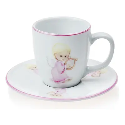 Porcelánový hrnek s podšálkem Harry na espresso růžový anděl ml