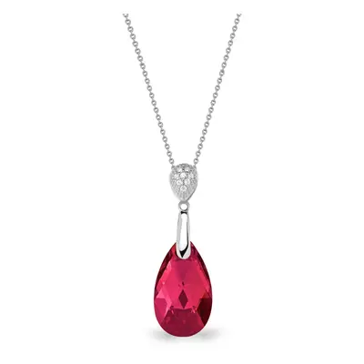 Stříbrný náhrdelník se Swarovski Elements červená kapka Dainty Drop N610616SC Scarlet