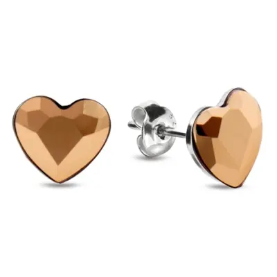 Náušnice oranžové se Swarovski Elements Heart K2808RG Rose Gold