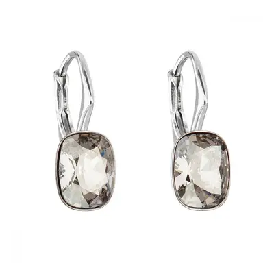 Stříbrné náušnice visací s krystaly Swarovski šedý obdélník 31278.5 Silver Shade