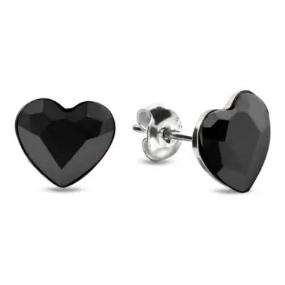 Náušnice černé se Swarovski Elements Heart K2808J Jet