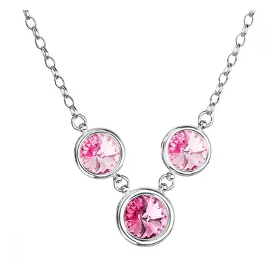 Stříbrný náhrdelník se Swarovski krystaly růžový kulatý 32033.3 rosa