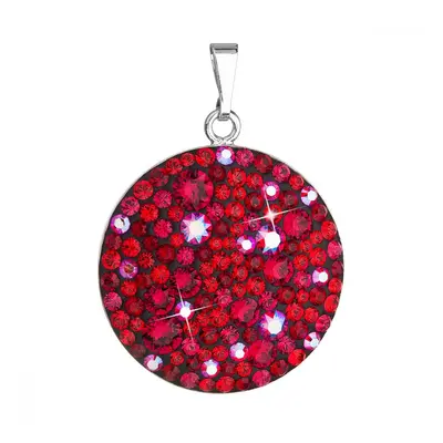 Stříbrný přívěsek s krystaly Swarovski červený kulatý 34131.3 Cherry