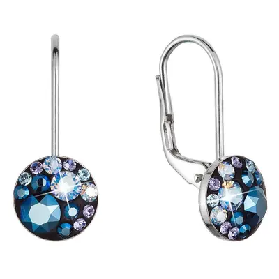 Stříbrné náušnice visací s krystaly Swarovski modré malé 31321.3 blue style