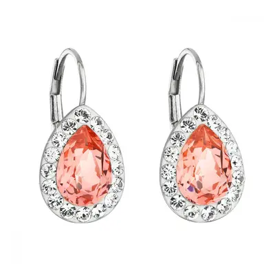 Stříbrné náušnice visací s krystaly Swarovski oranžová slza 31242.3 Rose Peach