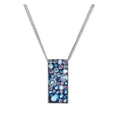 Stříbrný náhrdelník se Swarovski krystaly modrý obdélník 32074.3 Blue Style