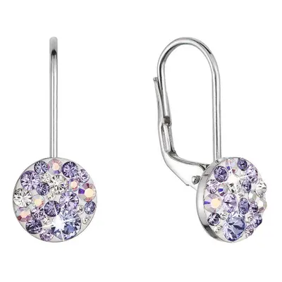 Stříbrné náušnice visací s krystaly Swarovski fialové malé 31321.3 violet