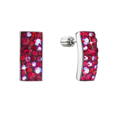 Stříbrné visací náušnice se Swarovski krystaly červený obdélník 31303.3 Cherry