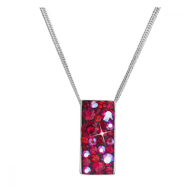 Stříbrný náhrdelník se Swarovski krystaly červený obdélník 32074.3 Cherry