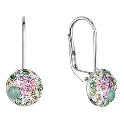 Stříbrné náušnice visací s krystaly Swarovski zelené malé 31321.3 sakura