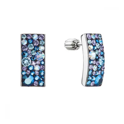 Stříbrné visací náušnice se Swarovski krystaly modrý obdélník 31303.3 Blue Style