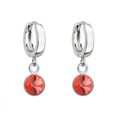 Stříbrné visací náušnice kroužky se Swarovski krystalem 31300.3 Padparadscha