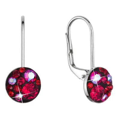 Stříbrné náušnice visací s krystaly Swarovski červené malé 31321.3 cherry