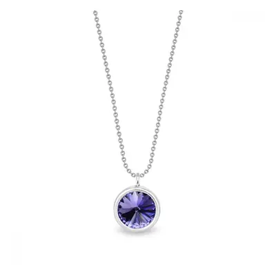 Stříbrný náhrdelník fialový se Swarovski Elements Birthday Stone NB1122SS29TA Tanzanite