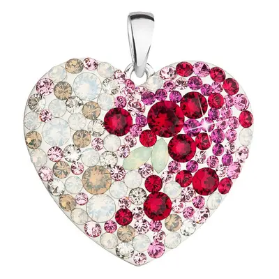 Stříbrný přívěsek s krystaly Swarovski mix barev srdce 34243.3 sweet love