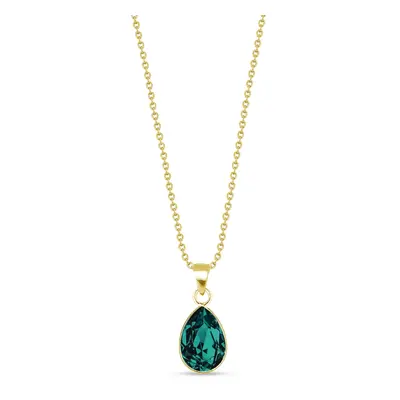 Stříbrný pozlacený náhrdelník se Swarovski Elements zelená kapka Baroque NG432010EM Emerald