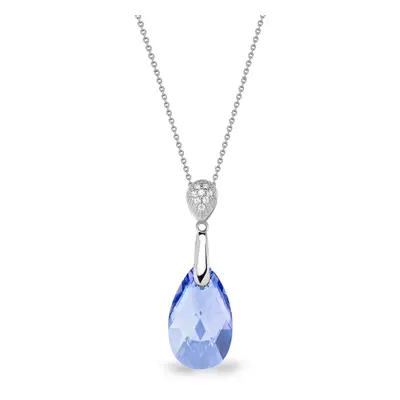 Stříbrný náhrdelník se Swarovski Elements modrá kapka Dainty Drop N610616LS Light Sapphire