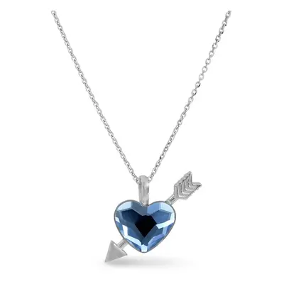 Náhrdelník modrý se Swarovski Elements srdce Heart NS2808DB Denim Blue