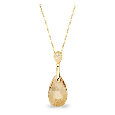 Stříbrný pozlacený náhrdelník se Swarovski Elements zlatá kapka Dainty Drop NG610616GS Gold Shad