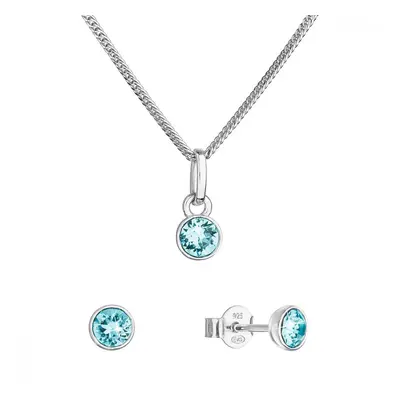 Sada šperků s krystaly Swarovski náušnice, řetízek a přívěsek modré 39177.3 Light Turquoise