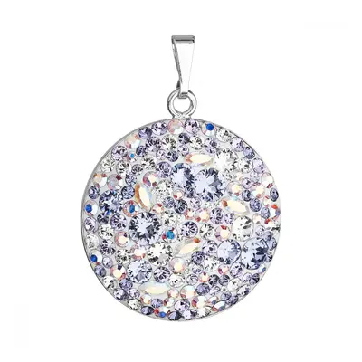 Stříbrný přívěsek s krystaly Swarovski fialový kulatý 34131.3 Violet