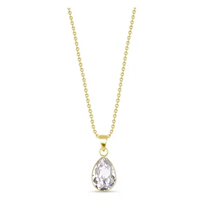 Stříbrný pozlacený náhrdelník se Swarovski Elements čirá kapka Baroque NG432010C Krystal